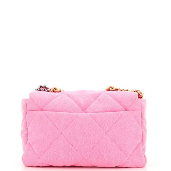 Chanel 19 Flap Bag Quilted Denim Large Pink - Picture 3 of 7
